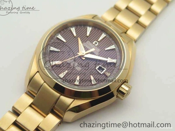 0209 Bright Aqua Terra Ladies 35mm RG V6F Best Edition Brown Dial On RG Bracelet A 8101